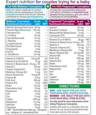 Pregnacare His & Her Conception - 2x30 Tablets by Vitabiotics - Buy Online on GoSupps.com