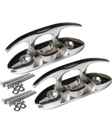 MX Boat Folding Cleats 4-1/2 inch Marine Dock Cleats Flip Up Boat Cleats Stainless Steel,with Installation Accessories Pair Silver,2pcs