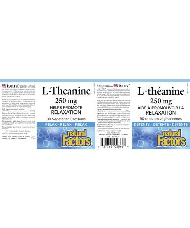 Natural Factors L-Theanine 250 mg 90 vegetarian capsules Helps Promote Relaxation One-per-Day Non-Drowsy - Buy Online on GoSupps.com