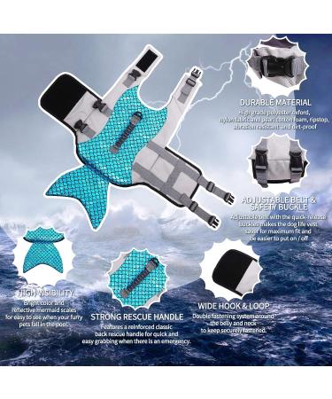 Rozkitch Large Mermaid-Blue Dog Life Jacket for Swimming and Boating - Adjustable Pet Floatation Vest with Handle for Pool and Beach Safety - Buy Online on GoSupps.com