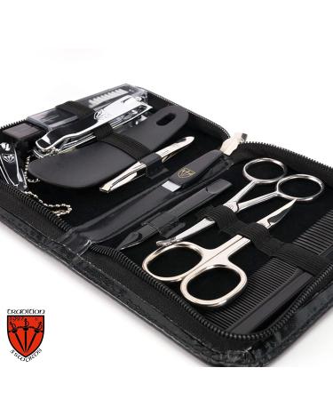3 Swords Germany 10 Piece Manicure Pedicure Grooming Kit for Nail Care in Leather Case (Black) - Buy Online on GoSupps.com