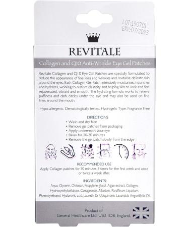 Revitale Collagen and Q10 Anti-Wrinkle Eye Gel Patches - Moisturises & Hydrates (3 Boxes)(15 Patches) - Buy Online on GoSupps.com