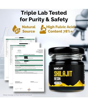 Nurojit Pure Shilajit Resin Himalayan Mineral Complex Lab Tested with Fulvic Acid Natural Resin Extract for Men and Women Vegan Gluten Free Halal Friendly Cruelty Free Daily Use Supplement 40g - Buy Online on GoSupps.com