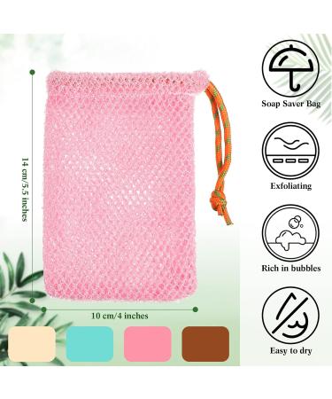 8 Pack Mesh Soap Pouches - Exfoliating Soap Bar Holders for Shower - Bubble Foam Net Bags for Women Men & Girls (Lake Green Pink Beige Brown) - International Shipping Available - Buy Online on GoSupps.com