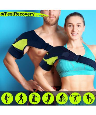Sport Shoulder Bandage for Men & Women - Adjustable Neoprene Cold/Heat Therapy Pads for Rotator Cuff Support - L/XL Green - International Shipping Available - Buy Online on GoSupps.com