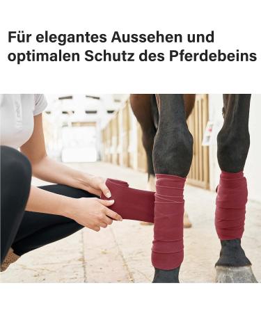 Fleece Horse Bandages with Velcro Fastener - 4 Set in Bordeaux with Storage Bag | Ideal for Pony Care - Buy Online on GoSupps.com