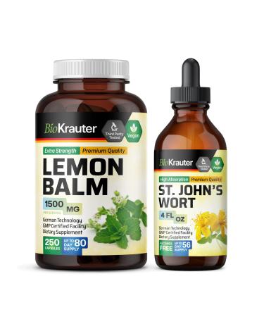 BIO KRAUTER Lemon Balm 250 Capsules & St. John s Wort Tincture 4 Fl. Oz