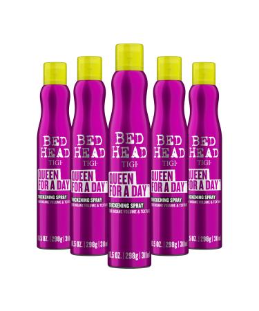 TIGI Bed Head Queen for a Day Thickening Spray - For Insane Volume & Texture - For Fine Hair - Finish on Wet Hair & Blow Dry - Premium Hair Care Products for Women & Men - 10.5 oz (5 Pack)
