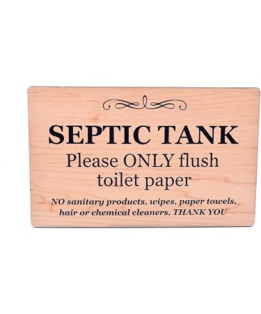 Septic Tank Pine Effect Sign Plaque Notice for Toilet Bathroom W.C only Flush Toilet Paper - Buy Online on GoSupps.com
