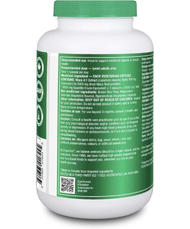 Organika Maca 4:1 Strength 180 Vcaps- 3000mg. High Bioavialability Hormone Balance Adaptogen to Help with Stress and Energy Herbal Supplement - Buy Online on GoSupps.com