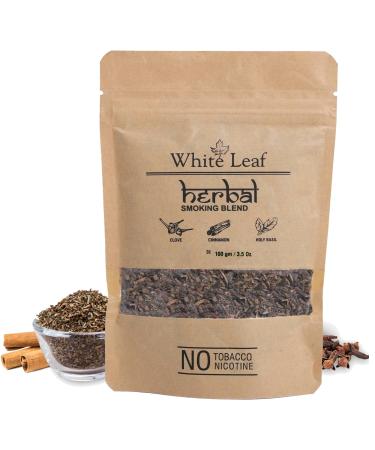 White Leaf Tobacco & Nicotine Free Smoking Mixture with 100% Natural Herbal Smoking Blend 1 Pack (3.5 Oz/ 100G)