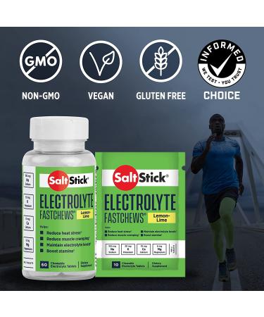 SaltStick FastChews 60 Tablets Lemon-Lime - Electrolyte Replacement for Exercise, Hiking & Sports Recovery - Buy Online on GoSupps.com