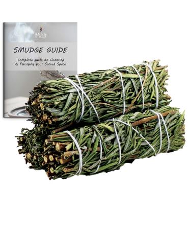 Rosemary Smudge Sticks 3 Pack for Cleansing House, Meditation, Yoga, Negative Energy Cleanse, and Smudging with Starter Guide | Organic Rosemary Sage Bundles