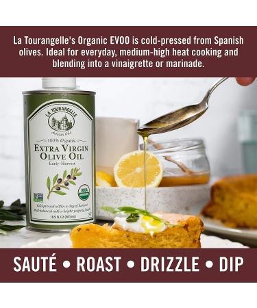 La Tourangelle Organic Extra Virgin Olive Oil Bundle - 25.4 Fl Oz & 5 Fl Oz Spray, Cold-Pressed, Artisanal, All-Natural for Cooking & Dressing - Buy Online on GoSupps.com