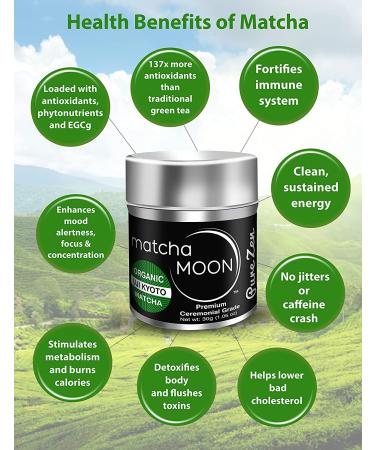 Matcha Moon - Organic Ceremonial Grade Japanese Matcha Green Tea Powder from Uji Kyoto Japan - USDA Certified - 30g Tin - Pure Zen - Buy Online on GoSupps.com