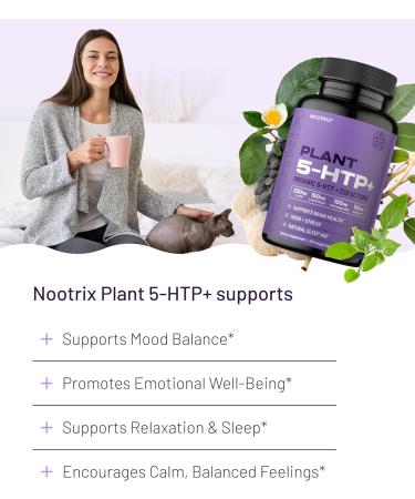Nootrix Organic Plant 5 HTP+ Supplement | Supports Memory Mental Focus Cognitive Health & Energy | Promotes Healthy Mood & Brain Function | Vitamin B6 & L Theanine | 120 Capsules 120 Count (Pack of 1) - Buy Online on GoSupps.com