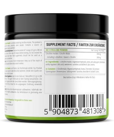 Citrulline Powder 300g - L-Citrulline 2000mg with Magnesium - 85 Portions - Tropical Fruit Flavor | MZ Supplements - Buy Online on GoSupps.com