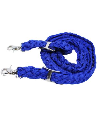 CHALLENGER Roping Knotted Horse Tack Western Barrel Reins Nylon Braided Blue 60720