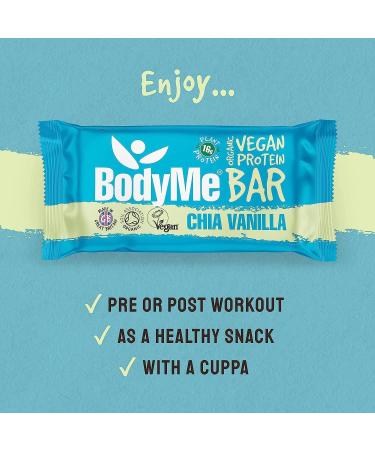 Buy Bodyme Bio Vegan Protein Bar - Roh Chia Vanilla | 12 x 60g | Gluten-Free | 16g Complete Vegan Protein | 3 Proteins & All Essential Amino Acids - Perfect Fitness Snack - Buy Online on GoSupps.com