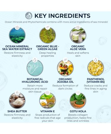 Ocean Mineral Facial Moisturizer - Vegan & Organic Face Lotion for All Skin Types - Anti-Aging Hydrating Seaweed Bio-Complex - 2 oz - International Shipping Available - Buy Online on GoSupps.com