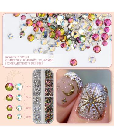 EARLMONI 7200 Pieces Rhinestones Nails Glitter Stones Colourful Rhinestones Nails Stones AB Pearls Diamonds with Tweezers and Pen Suitable for Nail DIY Design Nail Jewellery - Buy Online on GoSupps.com