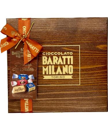 Baratti & Milano Gift box with wooden inscription 280 g of assorted pralines