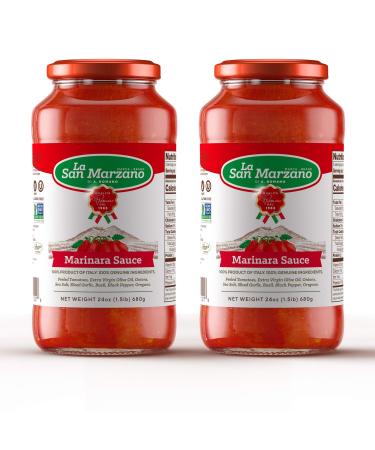 Marinara Pasta Sauce 100% Product of Italy 24 Ounce Jars - 100% Genuine Ingredients With San Marzano Tomatoes (Pack of 2)
