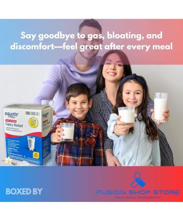 Dairy Pills for Lactose Intolerance- Fast Acting Relief Vanilla Flavor 32 chewable Tablets Lactaid Chewables Lactase Enzyme (Pack of 2) Boxed by Fusion Shop Store - Buy Online on GoSupps.com