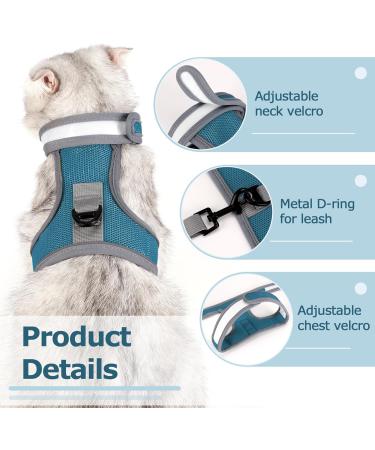Dotoner Cat Harness and Leash Set - Escape Proof Adjustable Harness for Large and Small Cats - Lightweight and Soft - Ideal for Walking and Travel - Petsafe - Dark Blue - Buy Online on GoSupps.com