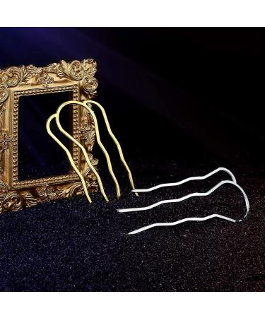 6P 87 mm Hair Fork Clip Stick Hair Side Comb Hairpin Hair Bun Updo Hair Sticks Alloy 4 Prong Bun Hair Pins Clips Grips for Women Hair Styling Tool Accessories Gold Rose Gold and Silver - Buy Online on GoSupps.com