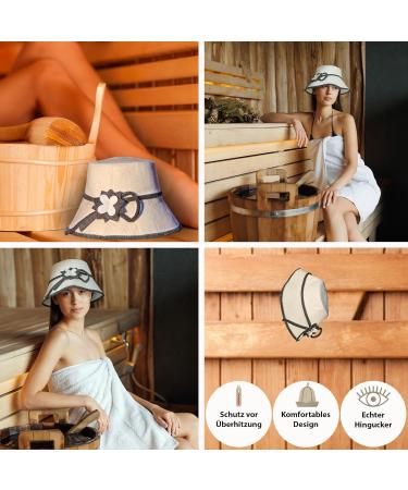 Prinzeps Women's Sauna Hat | 100% Wool Felt Sauna Cap with Flower Embroidery | Ideal Sauna Headgear & Perfect Gift - Buy Online on GoSupps.com