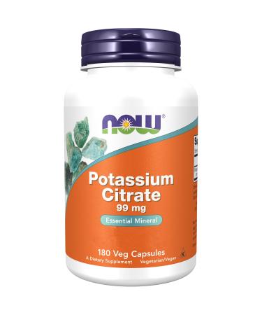 Now Foods Potassium Citrate 99mg 180 Vegan Capsules Lab-Tested Potassium Minerals Gluten Free Soy Free Vegetarian