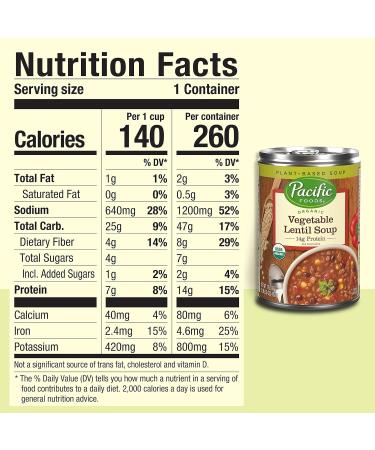 Pacific Foods Organic Vegetable Lentil Soup 16.3 Oz Can - Vegan, 1.01 lb (Pack of 1) - Buy Online on GoSupps.com