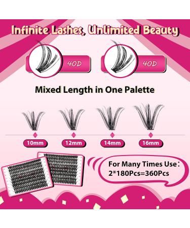 DIY Lash Extension Kit with 360 Pcs Lashes, Bond, Seal, Applicator, and Remover - Beginner's Individual Lashes Kit for Home Use (40D-D-10-16 Mix) - Buy Online on GoSupps.com
