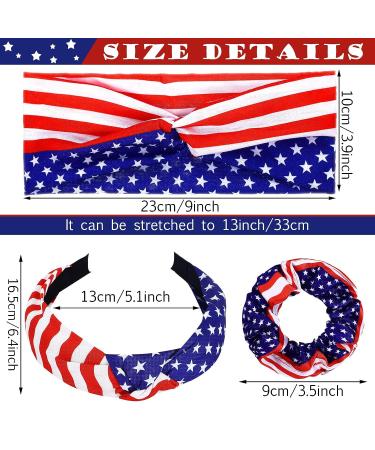 Patriotic American Flag Headband Set | 4th of July Hair Accessories Kit with Scrunchies - Buy Online on GoSupps.com