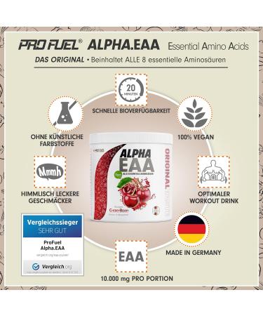 Alpha EAA Powder 462g Cherry Berry - Delicious Vegan Amino Acids Drink All 8 Essential EAAs Made in Germany - Buy Online on GoSupps.com