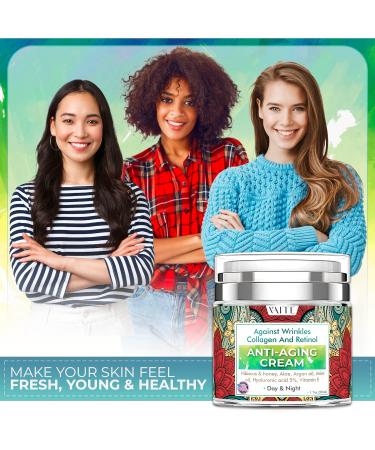 Vaite Organic Anti-Aging Face Moisturizer Cream with Hibiscus, Honey, Aloe, Argan Oil, Mint Oil, Vitamin E - Day and Night Moisturizer for Women and Men - Natural Sensitive Collagen and Retinol Formula - Buy Online on GoSupps.com