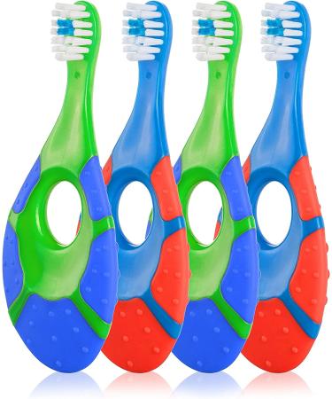 Farber Baby Toddler Toothbrush (4 Pack) - Extra Soft Bristles, BPA Free, Teething Nub Ring Handle - Blue (0-2 Years) - Buy Online on GoSupps.com