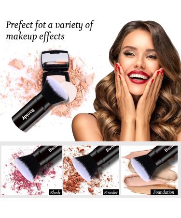 Makeup Brush Kabuki Face Brushes Retractable Travel Blush Brush Portable Flawless for Foundation Powder Blush Bronzer Buffing Liquid Cream Cruelty Free with Cover(Flat-Head) - Buy Online on GoSupps.com