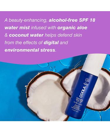 COOLA Organic Face Moisturizer with SPF 18 | Refreshing Water Mist | Dermatologist Tested Sunscreen with BlueScreen Technology | 1.7 Fl Oz - Buy Online on GoSupps.com