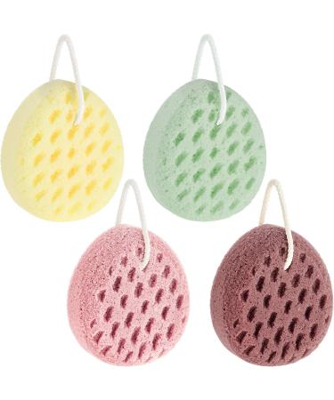 4 Pieces Soft Bath Sponge Exfoliating Shower Sponge Soothing Body Sponge Gentle Body Exfoliating Cleaning Sponges for Women Men (Pink  White  Red  Green)