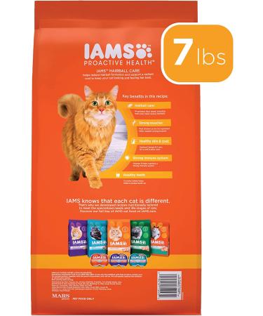 Iams Hairball Care Chicken and Salmon Adult Dry Cat Food 7 lb - Proactive Health Formula - Buy Online on GoSupps.com