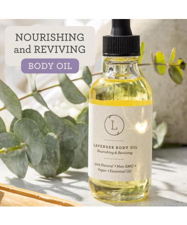 Lizush Lavender Body Oil - 2 oz Natural Vegan Non-GMO Moisturizing Bath Oil for Silky Skin with Premium Essential Oils - Handmade in the USA Lavender Oil - Buy Online on GoSupps.com