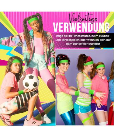 Welding Band & Headband Set - Neon 80s Outfit Accessories for Women | Fun Runs Team Building Pride Parties & Sports - Buy Online on GoSupps.com