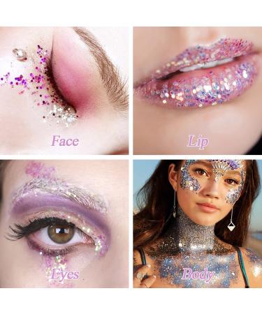 Buy Pamiyo Glitter Gel 2x50ml - White & Pink Face Body Nail Sequins for Festive Occasions | Mermaid Liquid Eyeshadow - Buy Online on GoSupps.com