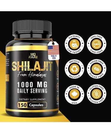 MORARE 150 Shilajit Capsules Himalayan Shilajit for Men & Women, 75 Days Supply, 10,000mg Equivalent per Serving with 85+ Trace Minerals & Fulvic Acid Shilajit Helps Boost Energy & Stamina - Buy Online on GoSupps.com