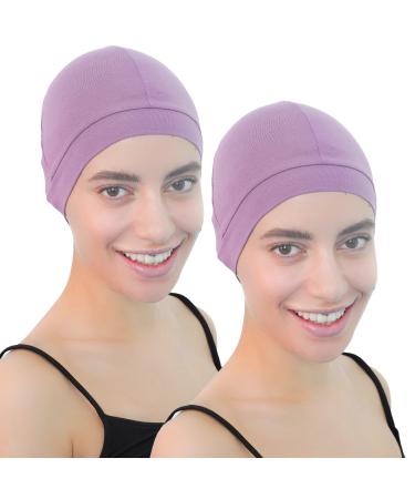 Deresina cap for hair loss made of bamboo fabric to be worn under wig (2 pieces) lavender