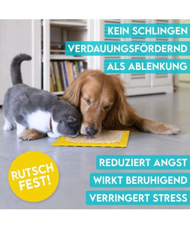 Dog is K nig Leak Mat for Dogs - Patented Suction Cup Design 2-Pack (22x22cm) with Spatula & Recipes Book - Food-Safe & Dishwasher-Resistant in Mint Green & Habanero Yellow - Buy Online on GoSupps.com