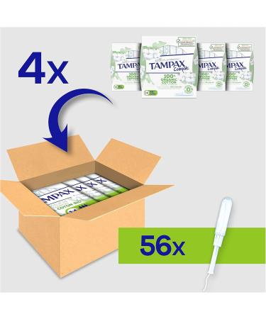 Tampax Organic Cotton Tampons - Super 100% Organic Cotton 56 Units with Applicator | Eco-Friendly | Best for Sensitive Skin - Buy Online on GoSupps.com