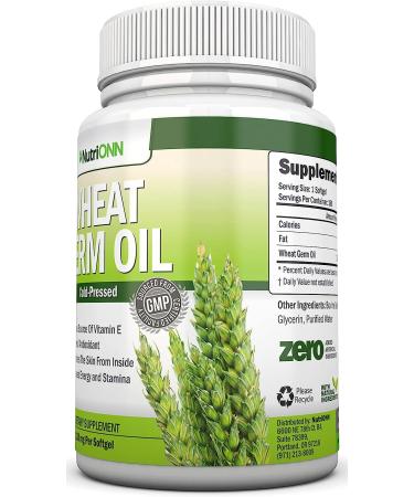 Wheat Germ Oil 1130mg 180 Softgels Cold-Pressed Non GMO | Vitamin E Source for Skin, Hair, Heart Health | Antioxidant, Energy Boost - 180ct - Buy Online on GoSupps.com